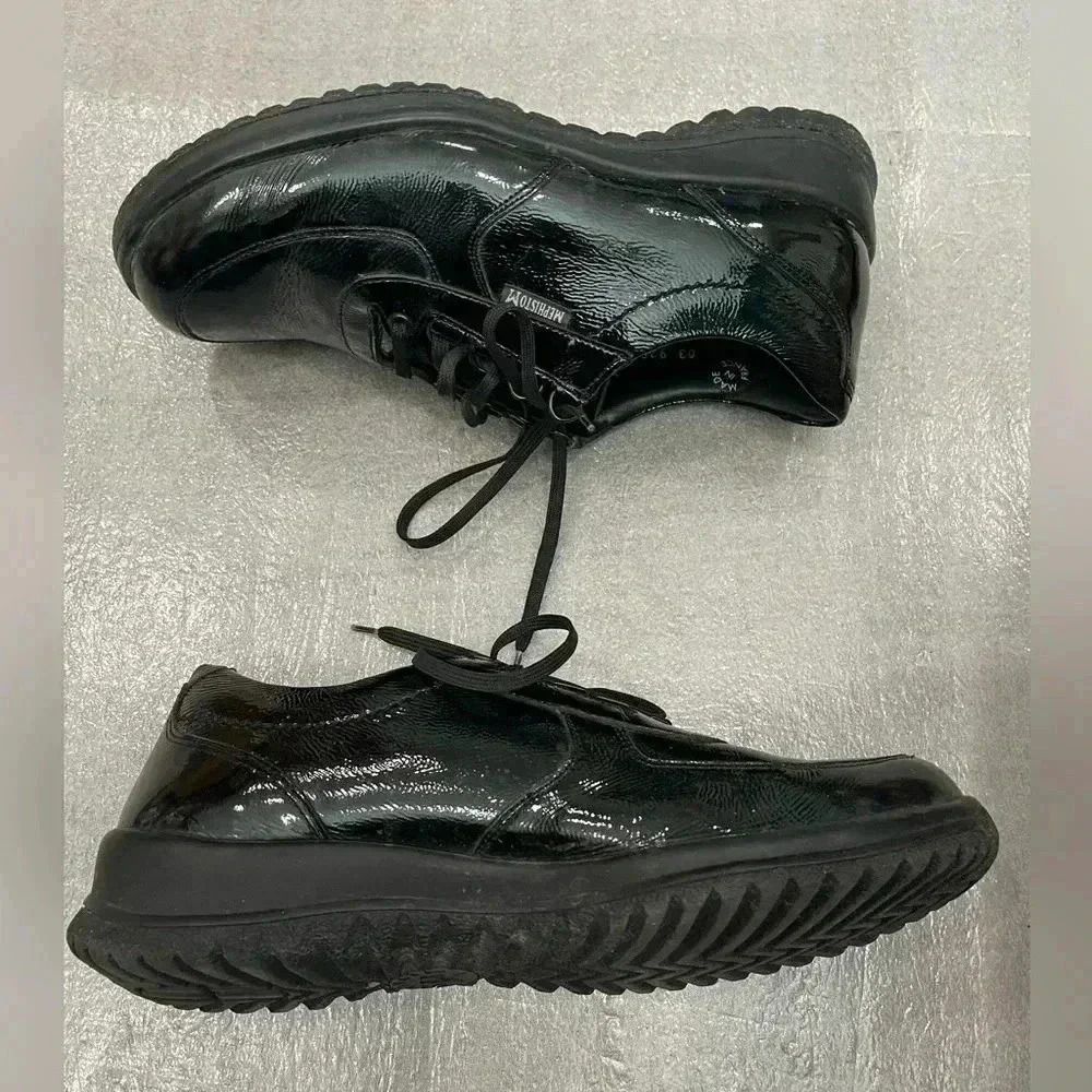 [US8]Mephisto Black Patent Leather Lace Up Comfort Shoes Sneakers-Made in France